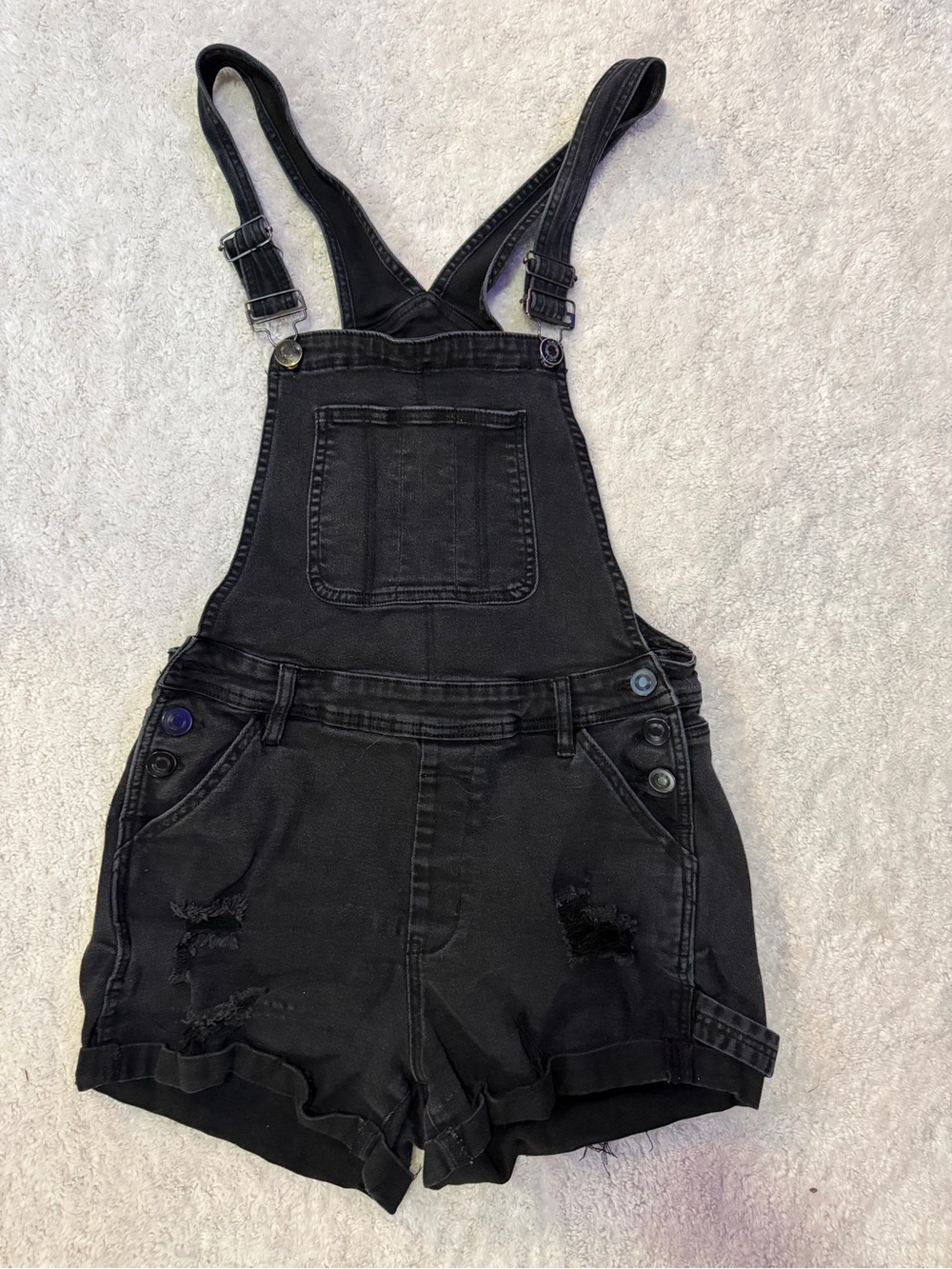 Rue21 Black Denim Short Overalls